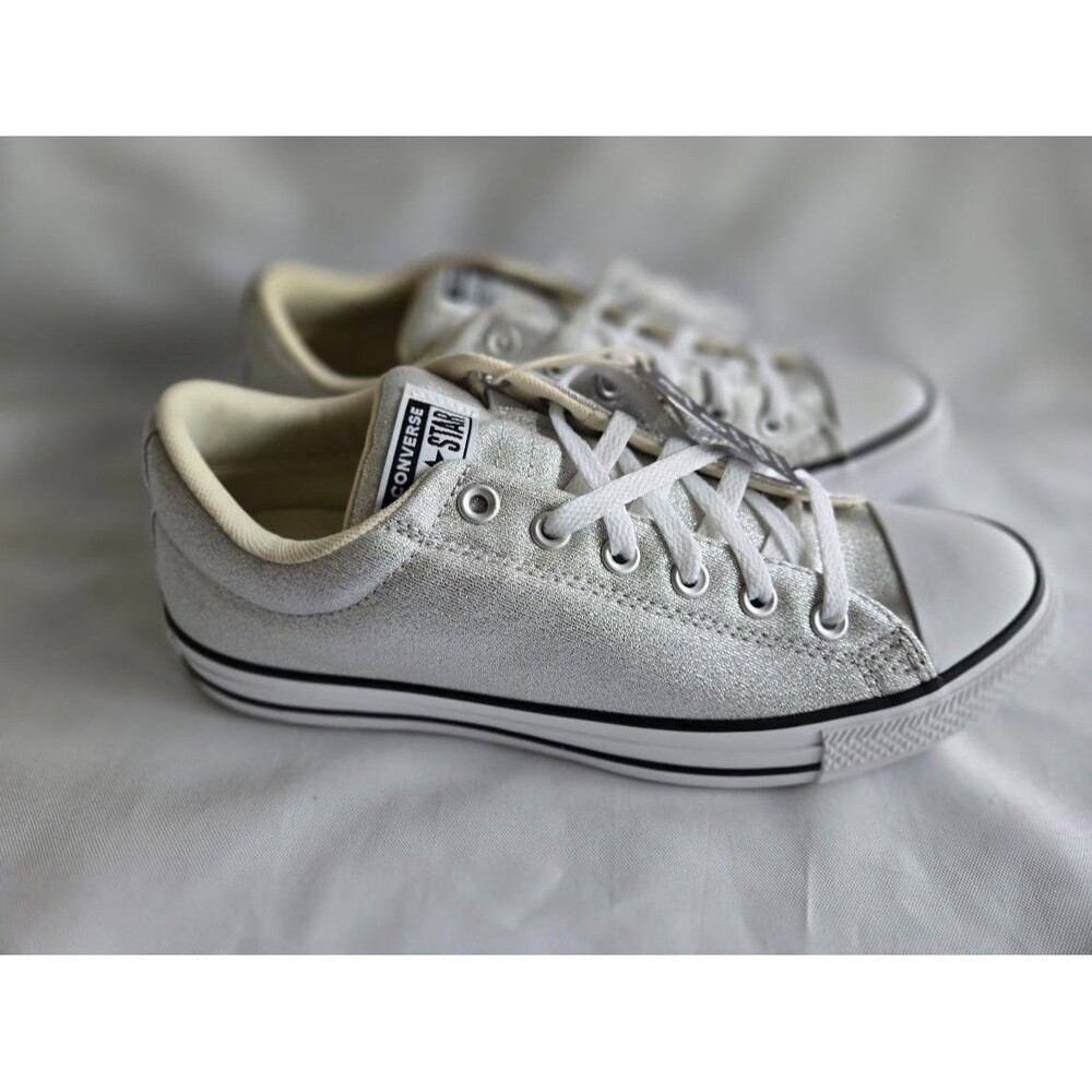 Converse Street Low Top Lurex Shine Sneakers -Silver Mens 9 / Womens 11 NEW